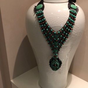 Tahari Jade  stoned Necklace on Fabric